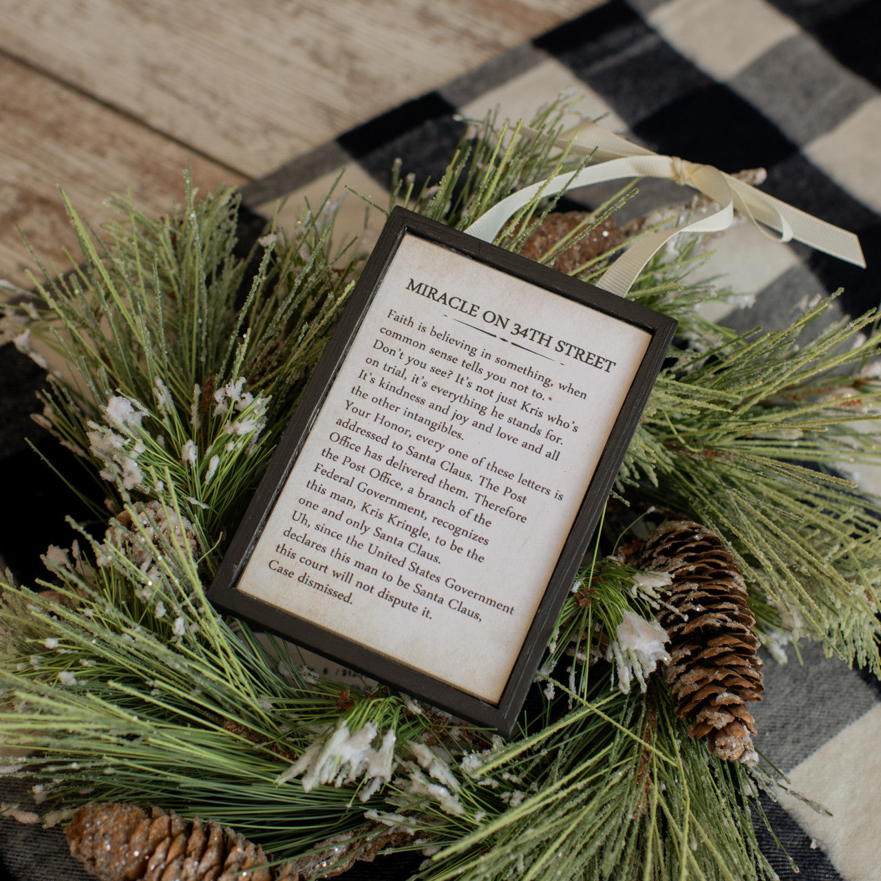 Miracle on 34th Street Sign Ornament, Wood