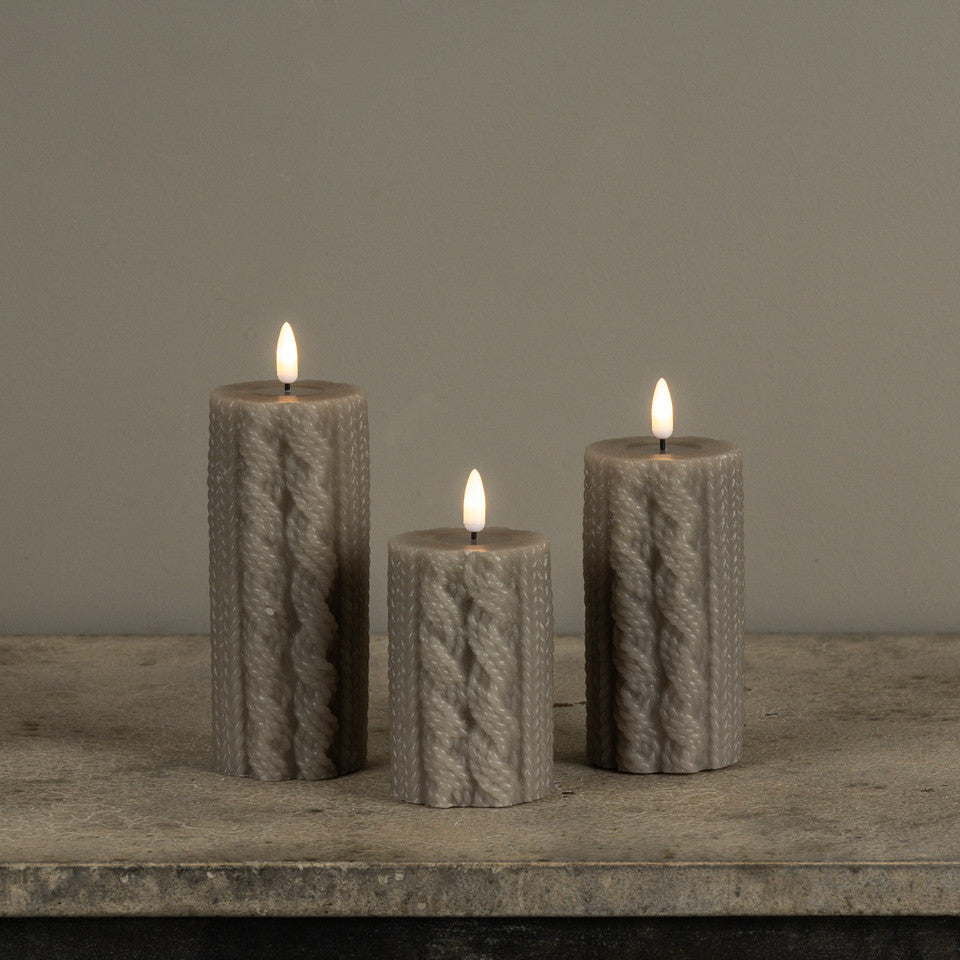 Taupe Sweater Flameless Candle, 5"