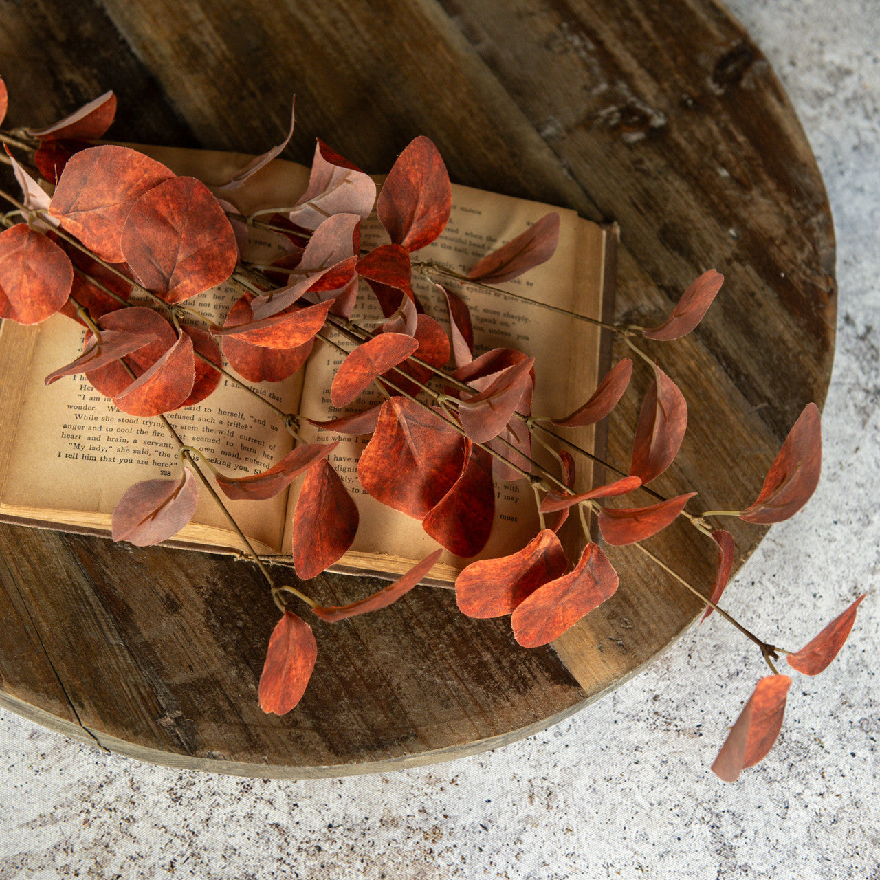 Eucalyptus Leaf Spray, 34.5", Orange