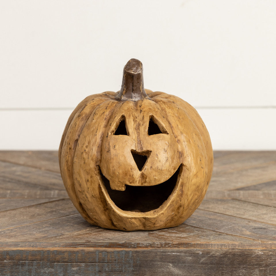 8" Beige Big Mouth Pumpkin, Mache