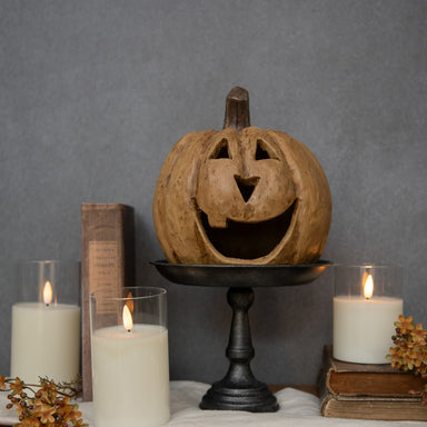 8" Beige Big Mouth Pumpkin, Mache