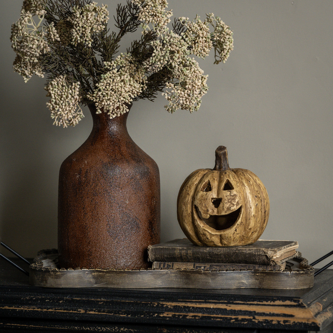 Mache Big Mouth Pumpkin, Beige