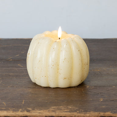 3D Flame Pumpkin Candle, Cream