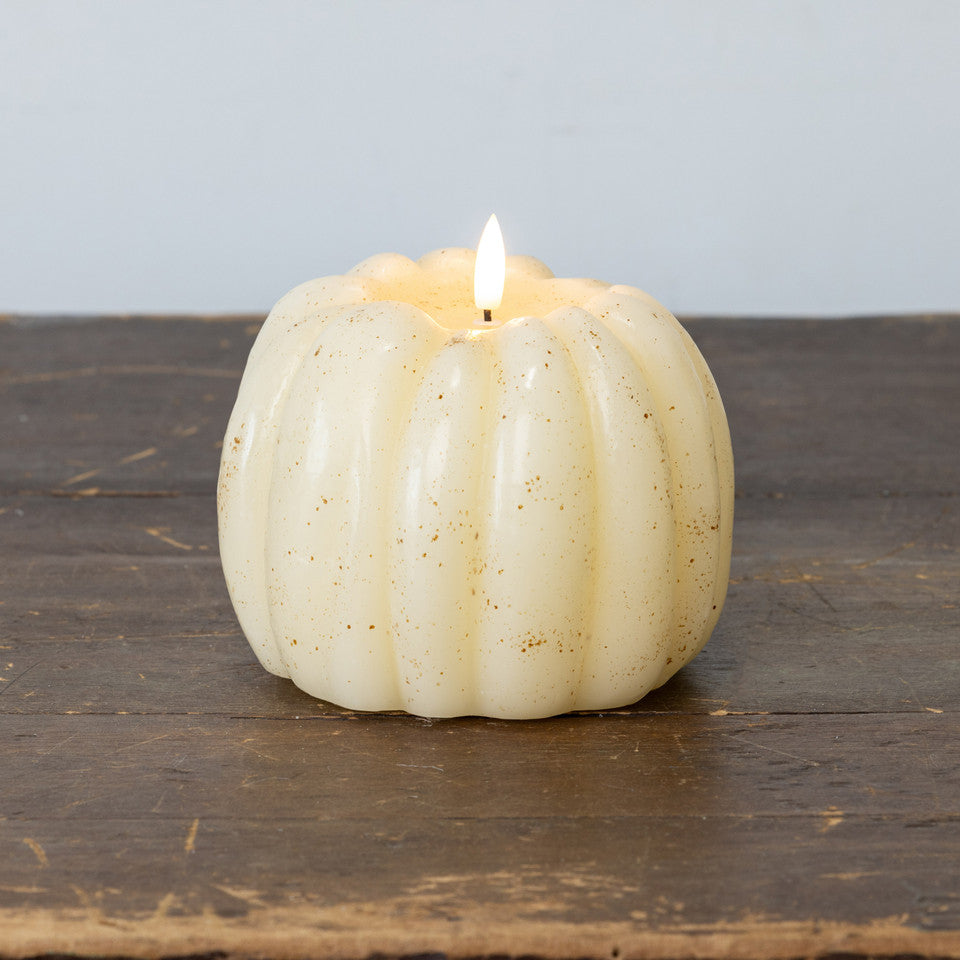 3D Flame Pumpkin Candle, Cream
