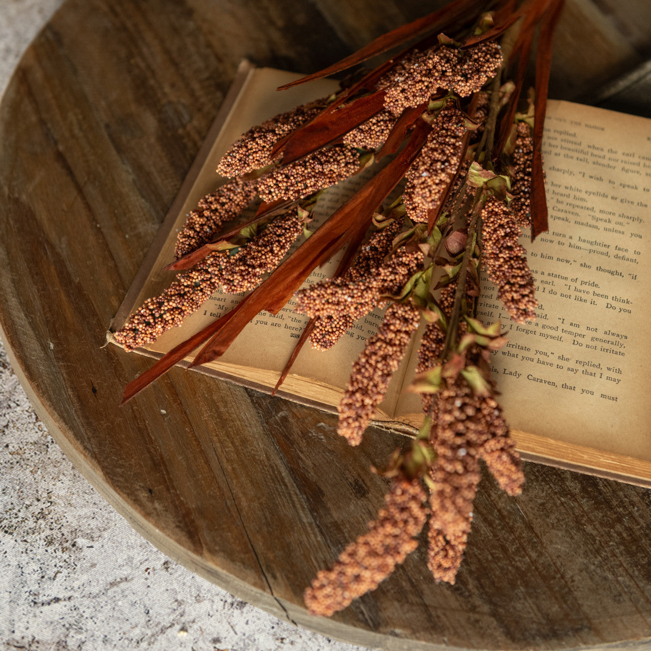 Decorative Faux Floral Stem, Rustic Brown