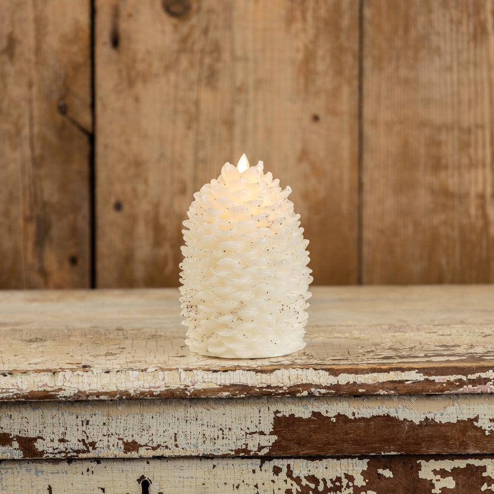 Moving Flame Cream Pinecone Candle