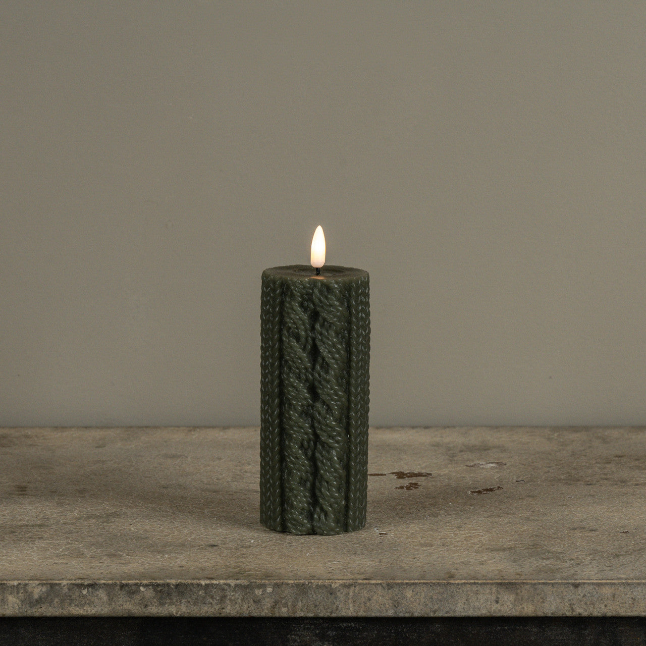 6" Dark Green Sweater Flameless Candle