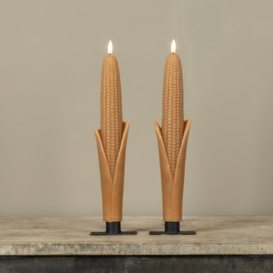 Flameless Corn Taper Candles, Set of 2