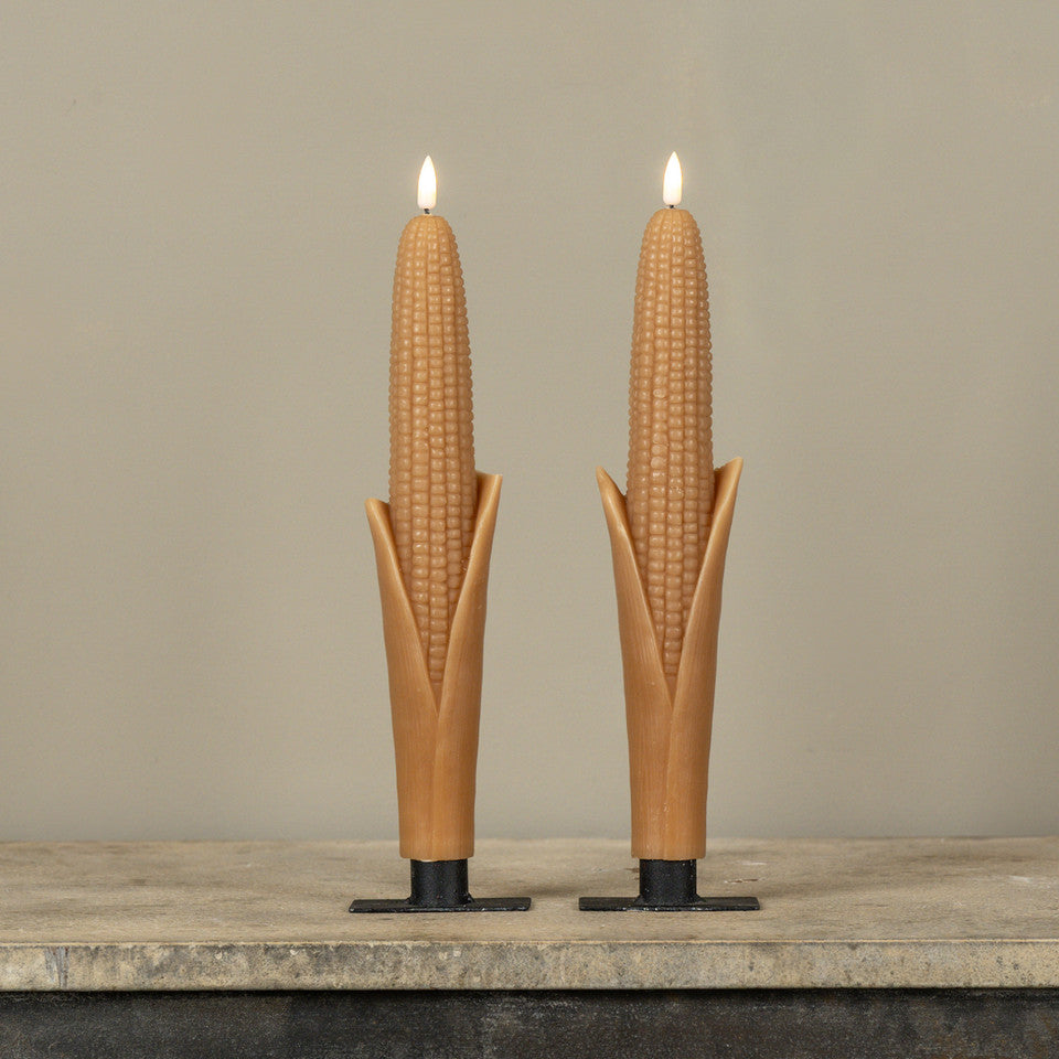 Flameless Corn Taper Candles, Set of 2
