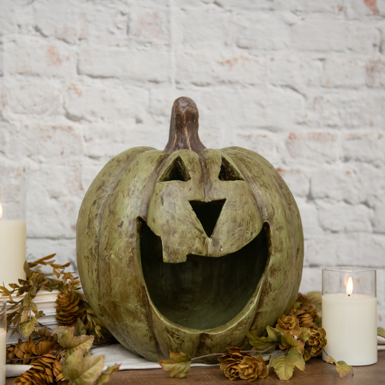 Olive Green Big Mouth Pumpkin, 15"