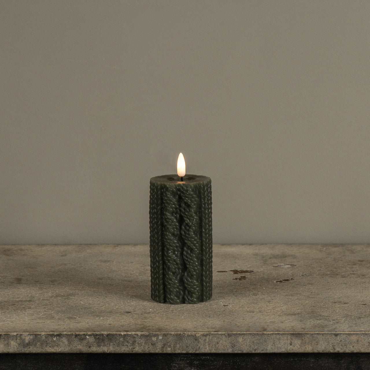 Sweater 3D Flameless Candle, Dark Green