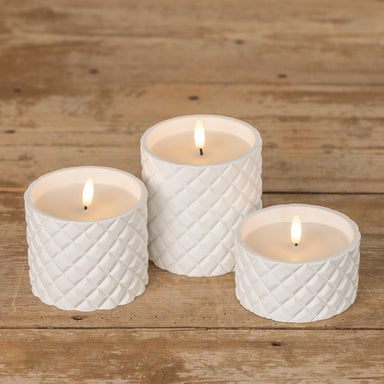 Flameless Candle, White Cement Grid