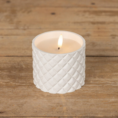 Flameless Candle, White Cement Grid