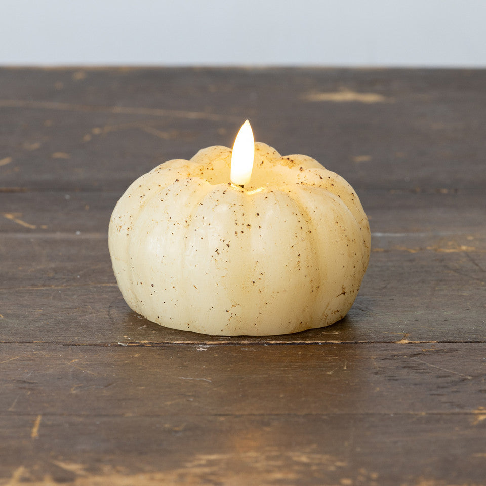 3D Flame Short Pumpkin Candle, Cream