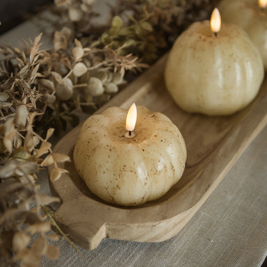 3D Flame Short Pumpkin Candle, Cream