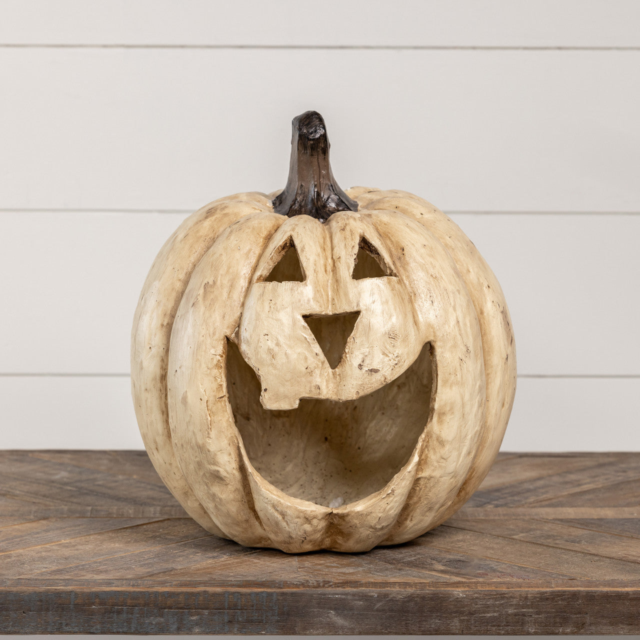 15" White Big Mouth Pumpkin, Mache