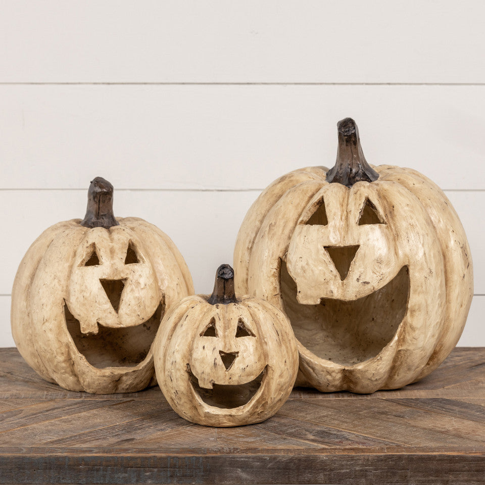 15" White Big Mouth Pumpkin, Mache