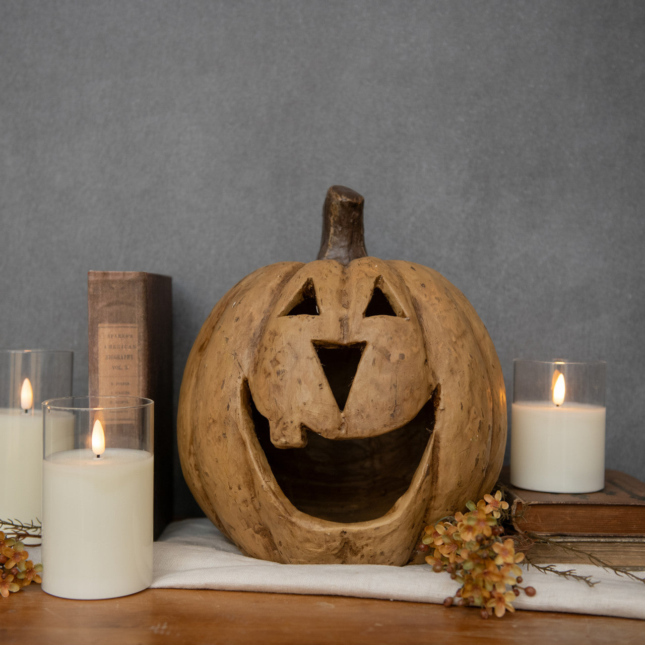 11" Big Mouth Pumpkin, Beige
