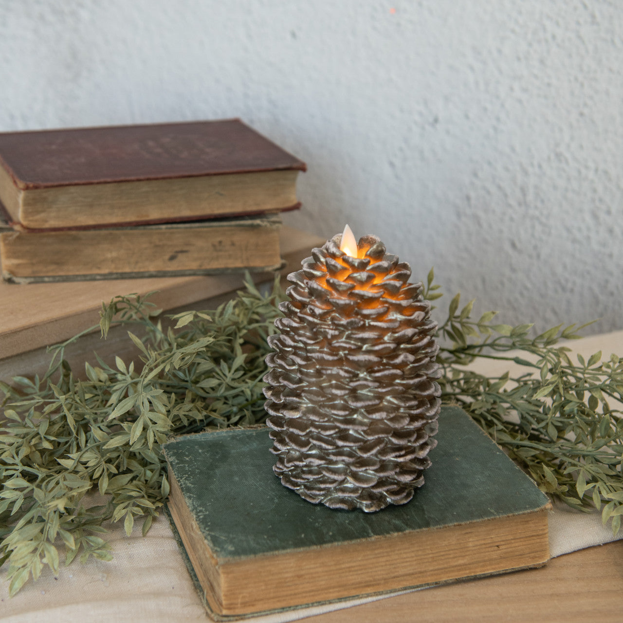 Moving Flame Pinecone Candle, 6"