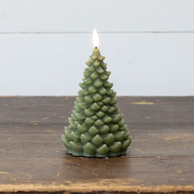 3D Flame Balsam Tree Candle, Dark Green