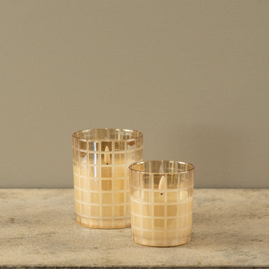 Etched Grid Flameless Candle, Champagne