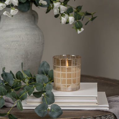 Etched Grid Flameless Candle, Champagne