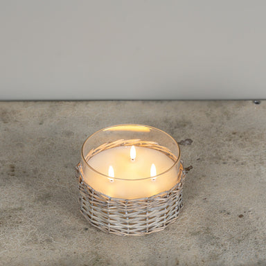 4" Wicker Glass Flameless Candle