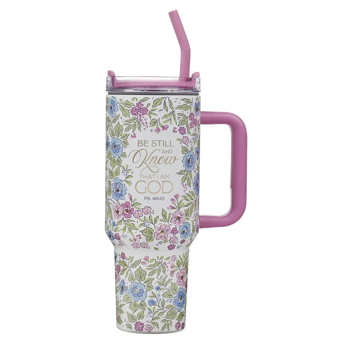 Be Still and Know Tumbler, Purple Floral