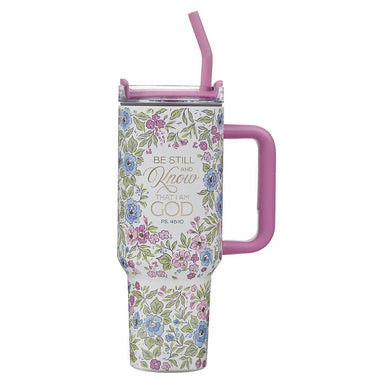 Be Still and Know Tumbler, Purple Floral