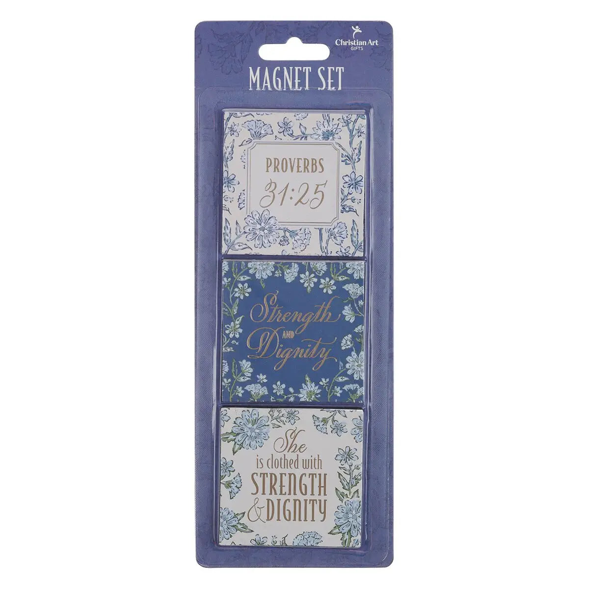 Strength and Dignity Blue Floral Magnet Set