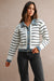 Stripe Knit and Denim Mix Cardigan