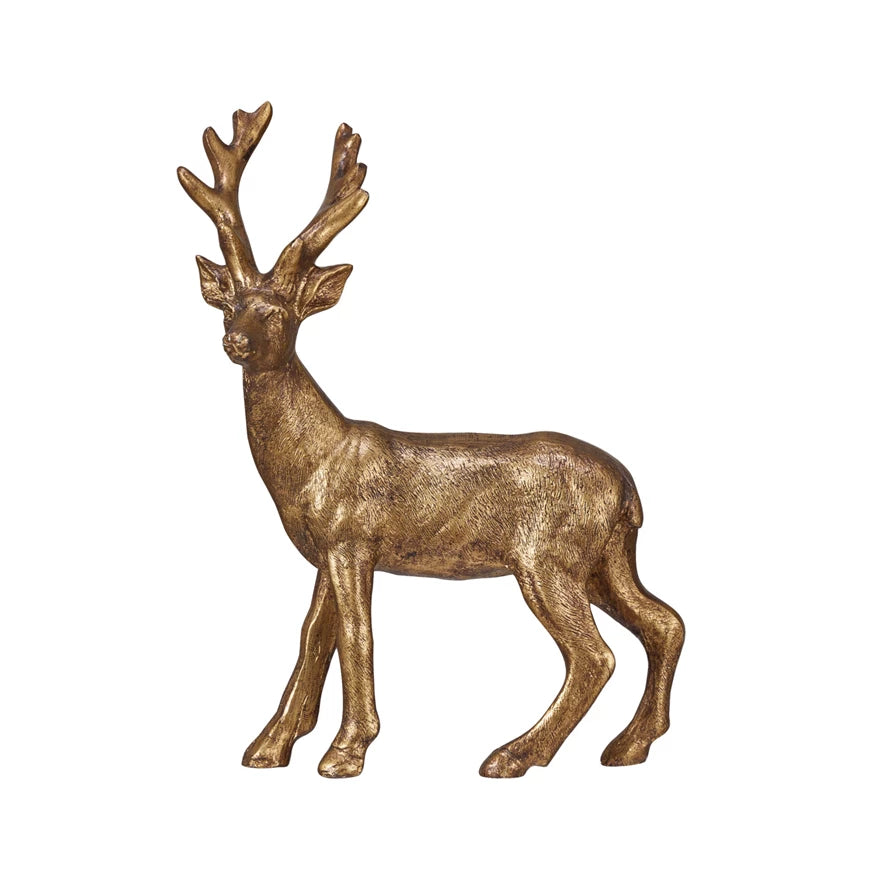 Resin Deer With Gold Finish - Michigan Southern Charm