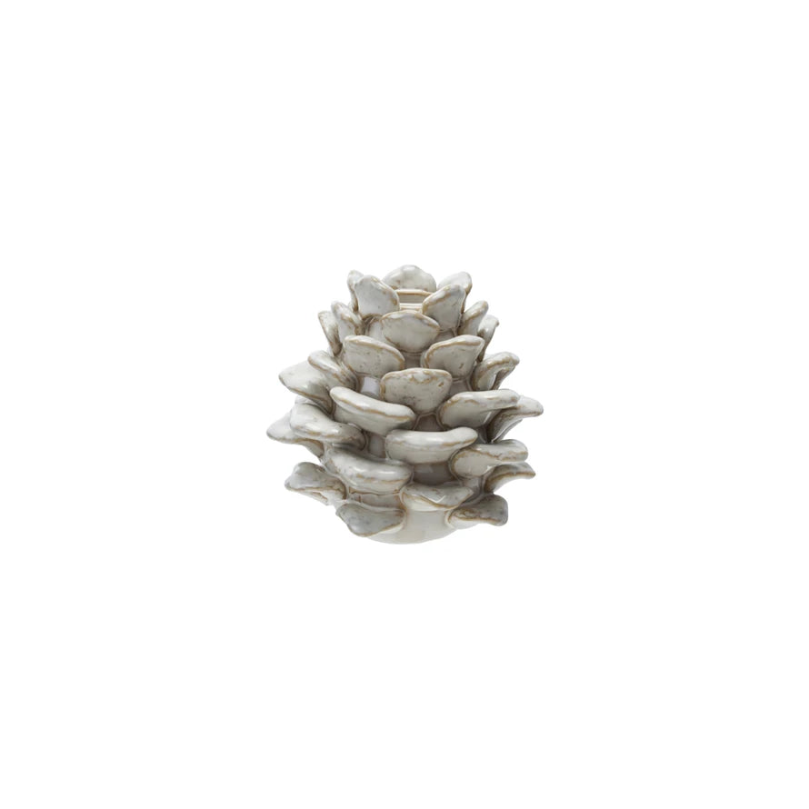 Stoneware Pinecone Shaped Taper Holder - Michigan Southern Charm