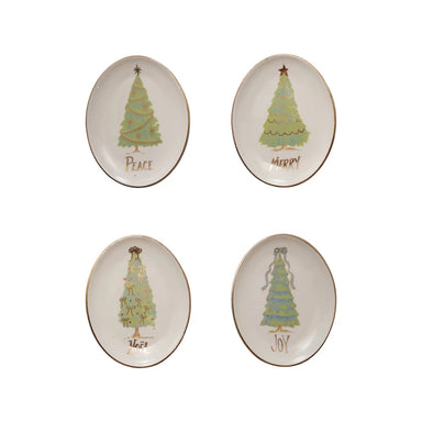 Oval Stoneware Dish with Christmas Tree, Word, 4 Styles - Michigan Southern Charm