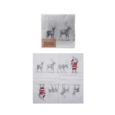 Paper Napkins with Santa Leading Reindeer Image - Michigan Southern Charm