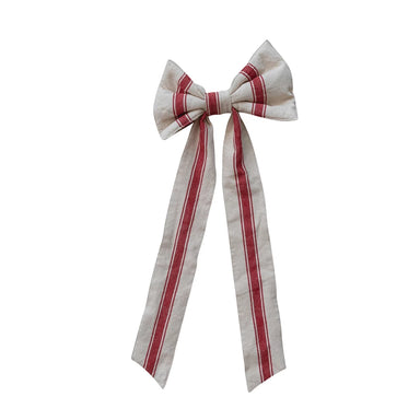 21"L x 10"W Woven Cotton Clip-on Bow with Stripes - Michigan Southern Charm