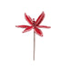 15"H Fabric Poinsettia Pick With Red & Cream Stitching - Michigan Southern Charm