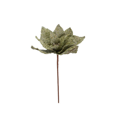 8" Round x 13"H Fabric Tweed Poinsettia Pick with Glitter - Michigan Southern Charm